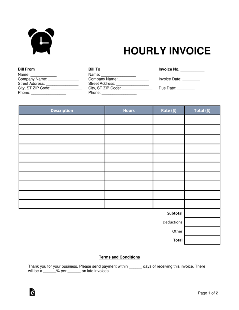 38 Best Hourly Invoice Example For Free with Hourly Invoice Example