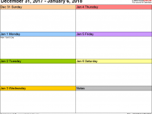 38 Printable Daily Calendar Template For 2018 Formating for Daily Calendar Template For 2018