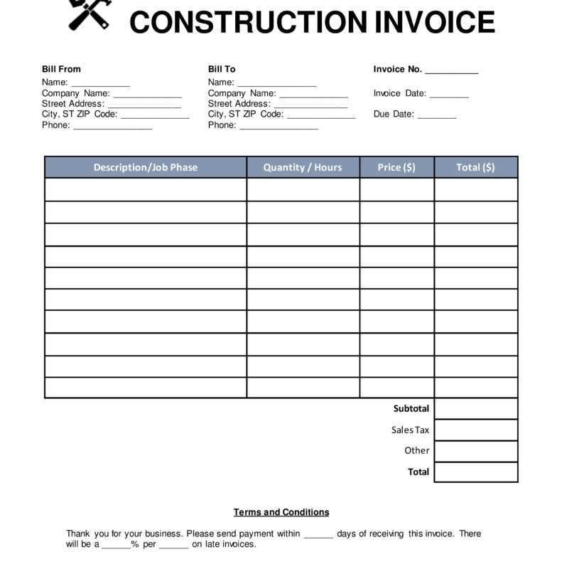 38 Printable Microsoft Construction Invoice Template Now for Microsoft ...