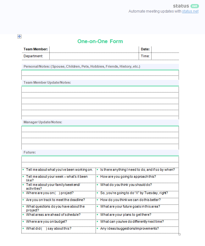 38 Standard 121 Meeting Agenda Template Now for 121 Meeting Agenda