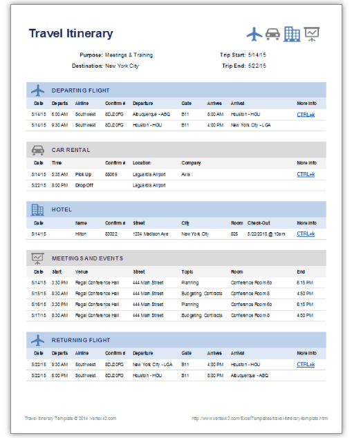 Itinerary Google Doc Template