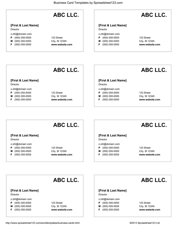 39 Customize 8 Business Card Template Word Now with 8 Business Card Template Word