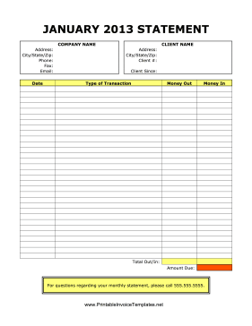 39 Printable Monthly Invoice Statement Template in Word for Monthly Invoice Statement Template