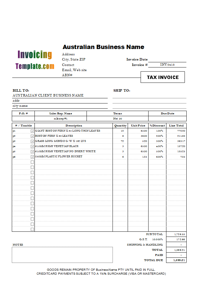 40 Customize Tax Invoice Template For Australia Layouts by Tax Invoice Template For Australia