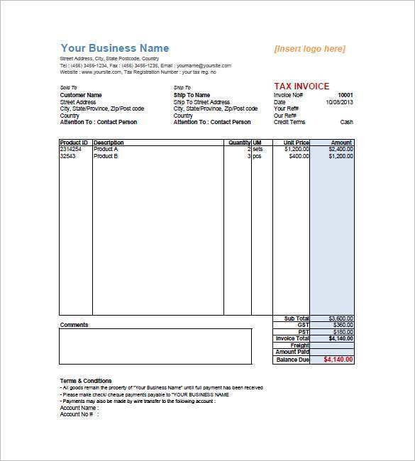 40 Free Blank Tax Invoice Template Free in Word for Blank Tax Invoice Template Free