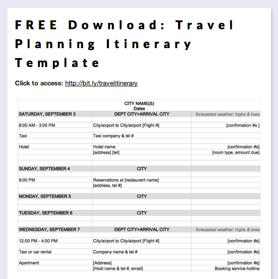 Travel Itinerary Template Simple Cards Design Templates