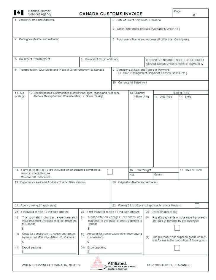 40 Invoice Template For Customs Layouts by Invoice Template For Customs