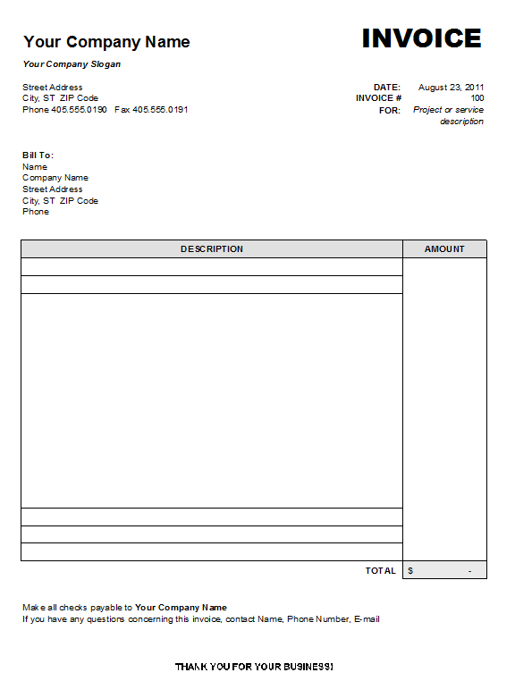 40 Online Blank Invoice Template For Services With Stunning Design for Blank Invoice Template For Services