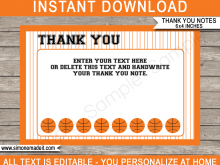 40 Standard Thank You Card Template Basketball Maker for Thank You Card Template Basketball