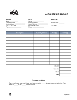 40 Visiting Auto Repair Invoice Template Pdf Maker by Auto Repair Invoice Template Pdf