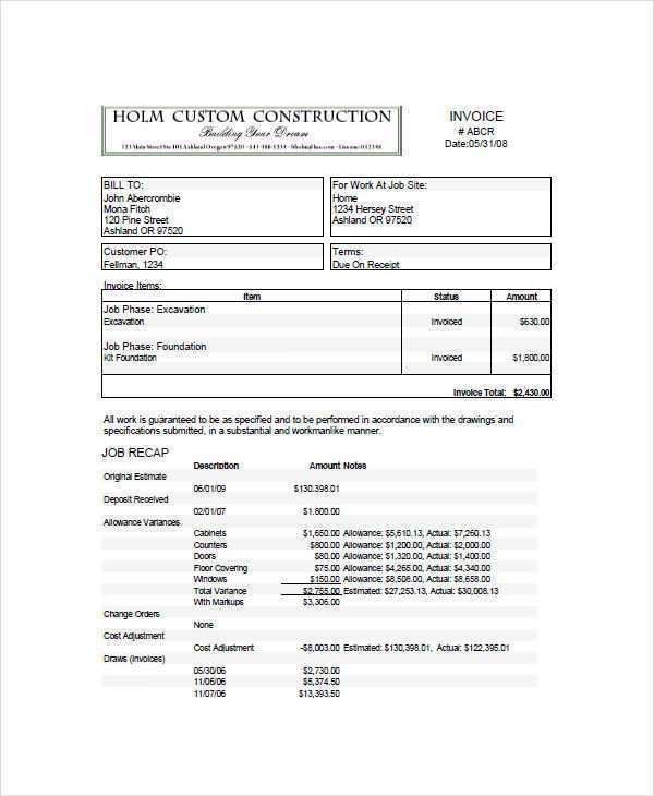 41 Best Construction Job Invoice Template Photo for Construction Job Invoice Template