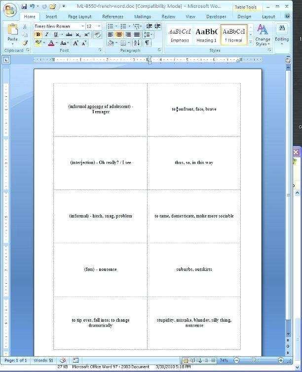 41 Blank Flash Card Template Microsoft Word 2007 For Free for Flash Card Template Microsoft Word 2007