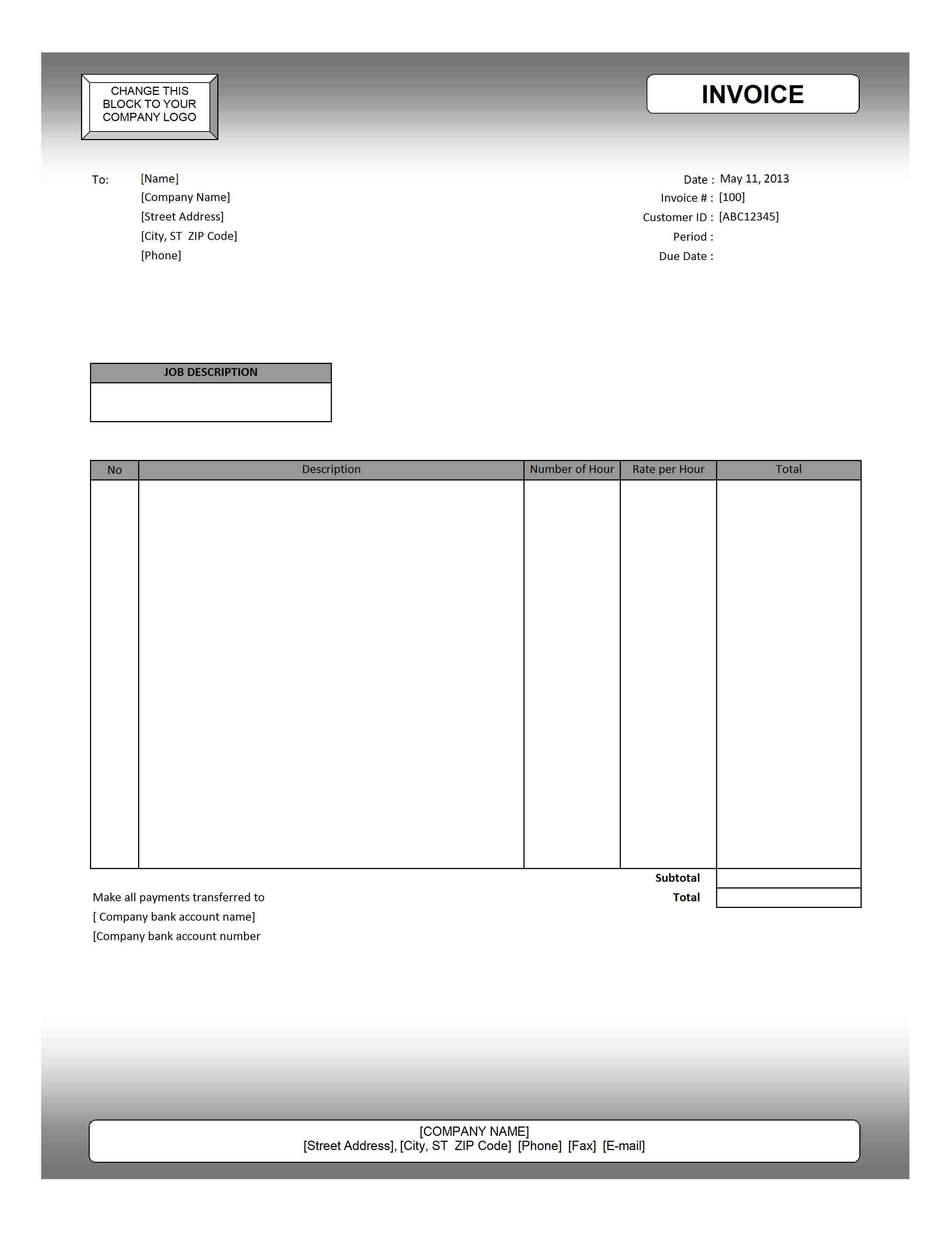 41 Creative Hourly Rate Invoice Template Free Templates with Hourly Rate Invoice Template Free