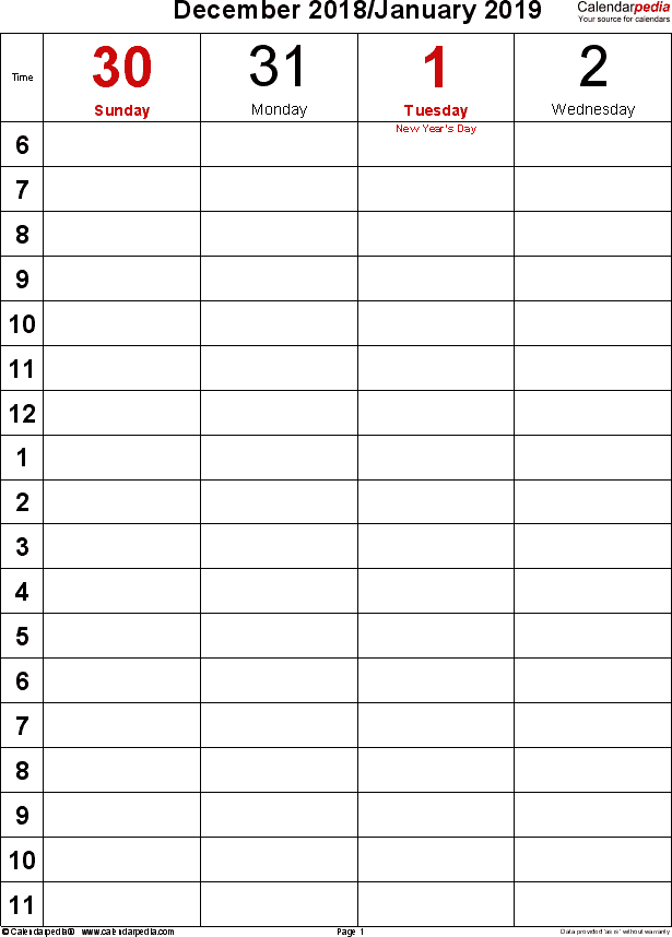 41 Free Printable Daily Calendar Template For 2019 Photo by Daily Calendar Template For 2019