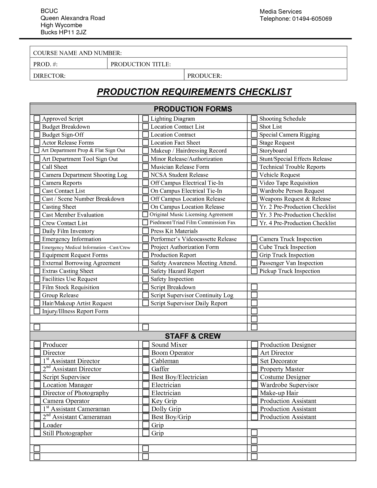 Pre Production Schedule Template Film Cards Design Templates