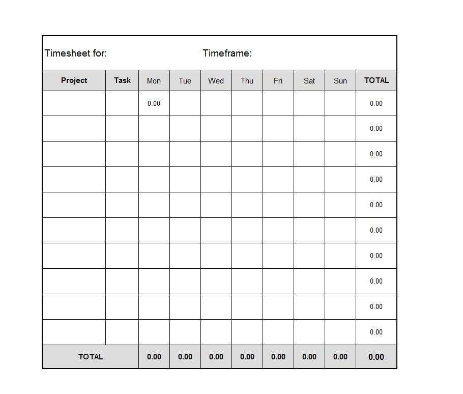 Tempus Unlimited Printable Timesheet