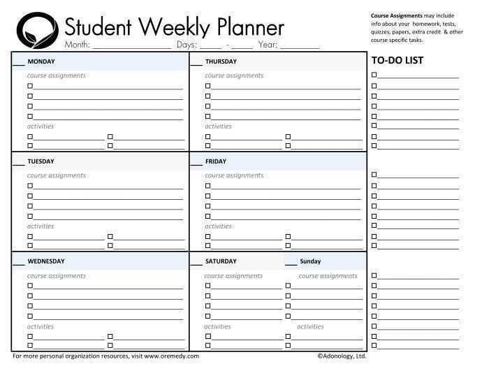 42 Blank Daily Homework Agenda Template Now with Daily Homework Agenda Template