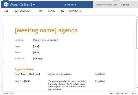 42 Format Meeting Agenda Template Office 365 for Ms Word with Meeting Agenda Template Office 365