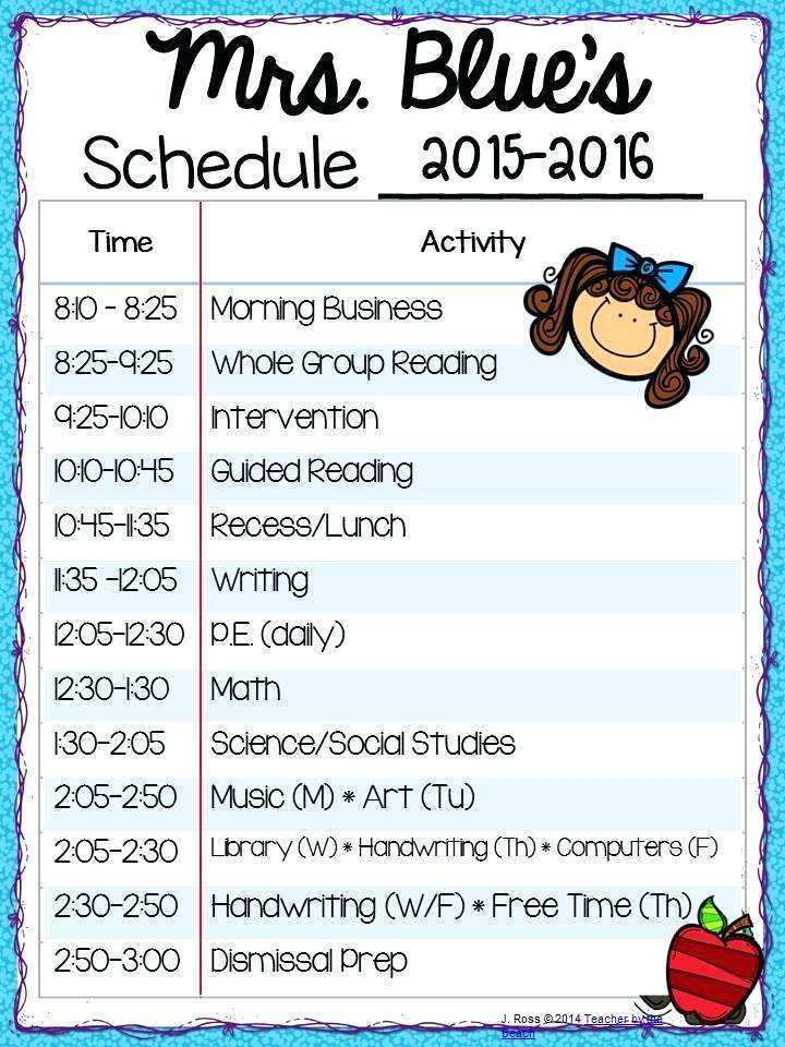 42 The Best First Grade Class Schedule Template Formating by First ...