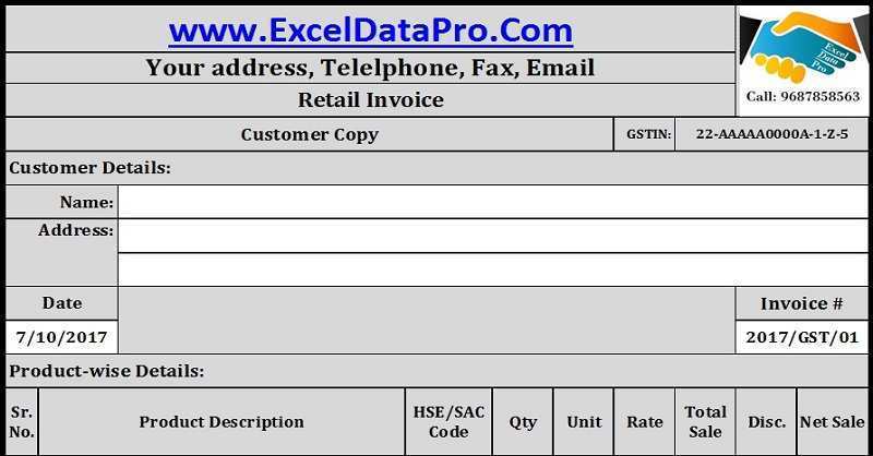 43 Create Blank Gst Invoice Format In Excel With Stunning Design for Blank Gst Invoice Format In Excel