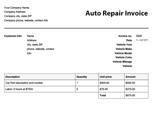 43 Customize Car Repair Invoice Template Maker by Car Repair Invoice Template