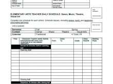 Class Schedule Template For Elementary