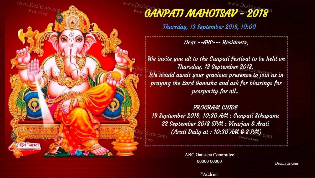 43 Report Invitation Card Template For Ganesh Chaturthi Now with Invitation Card Template For Ganesh Chaturthi