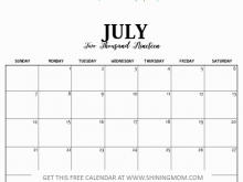 Daily Calendar Template July 2019