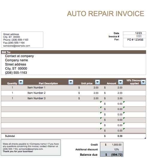 44 Free Automotive Repair Invoice Template For Quickbooks Now with Automotive Repair Invoice Template For Quickbooks