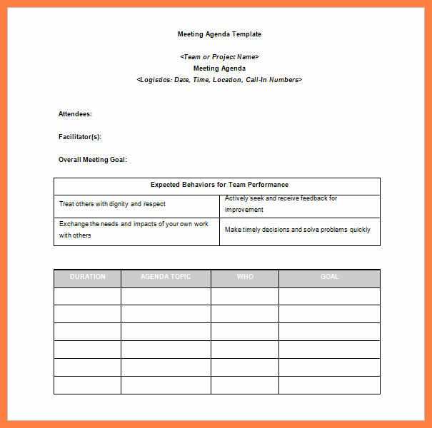 Meeting Agenda Template Excel Cards Design Templates