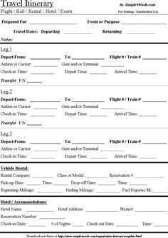 44 Online Travel Itinerary Template California Formating by Travel Itinerary Template California