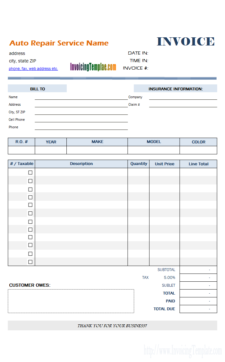 44 Printable Auto Repair Invoice Template Microsoft Office in Photoshop with Auto Repair Invoice Template Microsoft Office