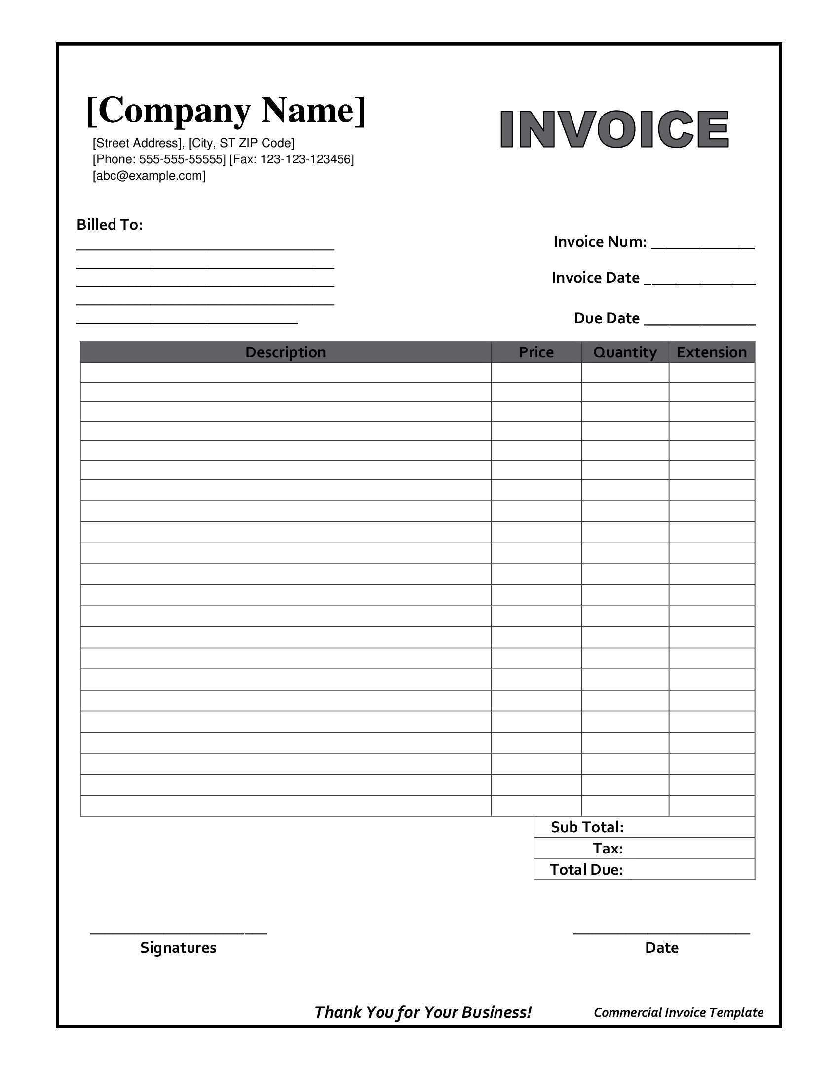 44 Printable Blank Generic Invoice Template Templates with Blank Generic Invoice Template