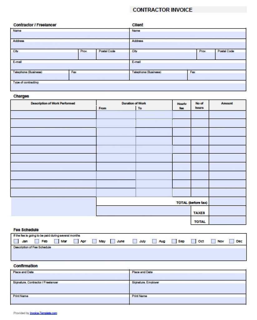 44 Standard Contractor Invoice Template Xls in Photoshop for Contractor Invoice Template Xls