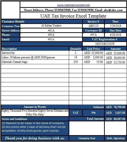45 Blank Uae Vat Invoice Template Excel With Stunning Design with Uae Vat Invoice Template Excel