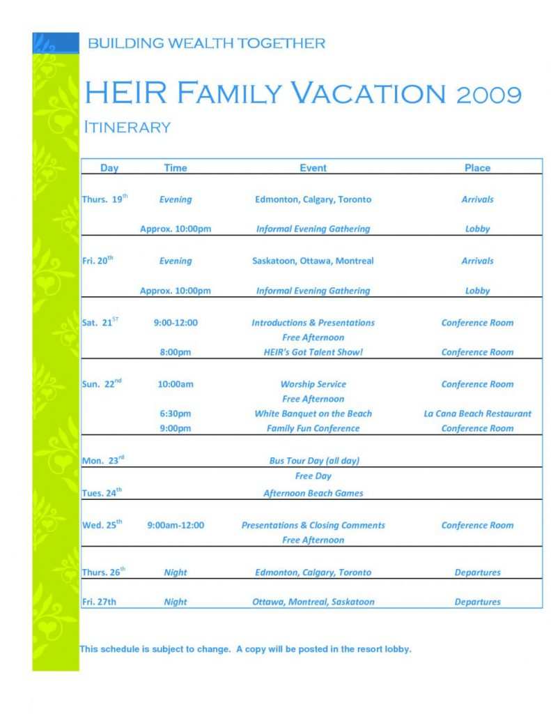 45 Creative Family Travel Itinerary Template Word Templates With Family Travel Itinerary Template Word Cards Design Templates