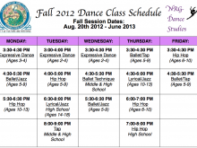 45 Customize Dance Class Schedule Template Templates for Dance Class Schedule Template