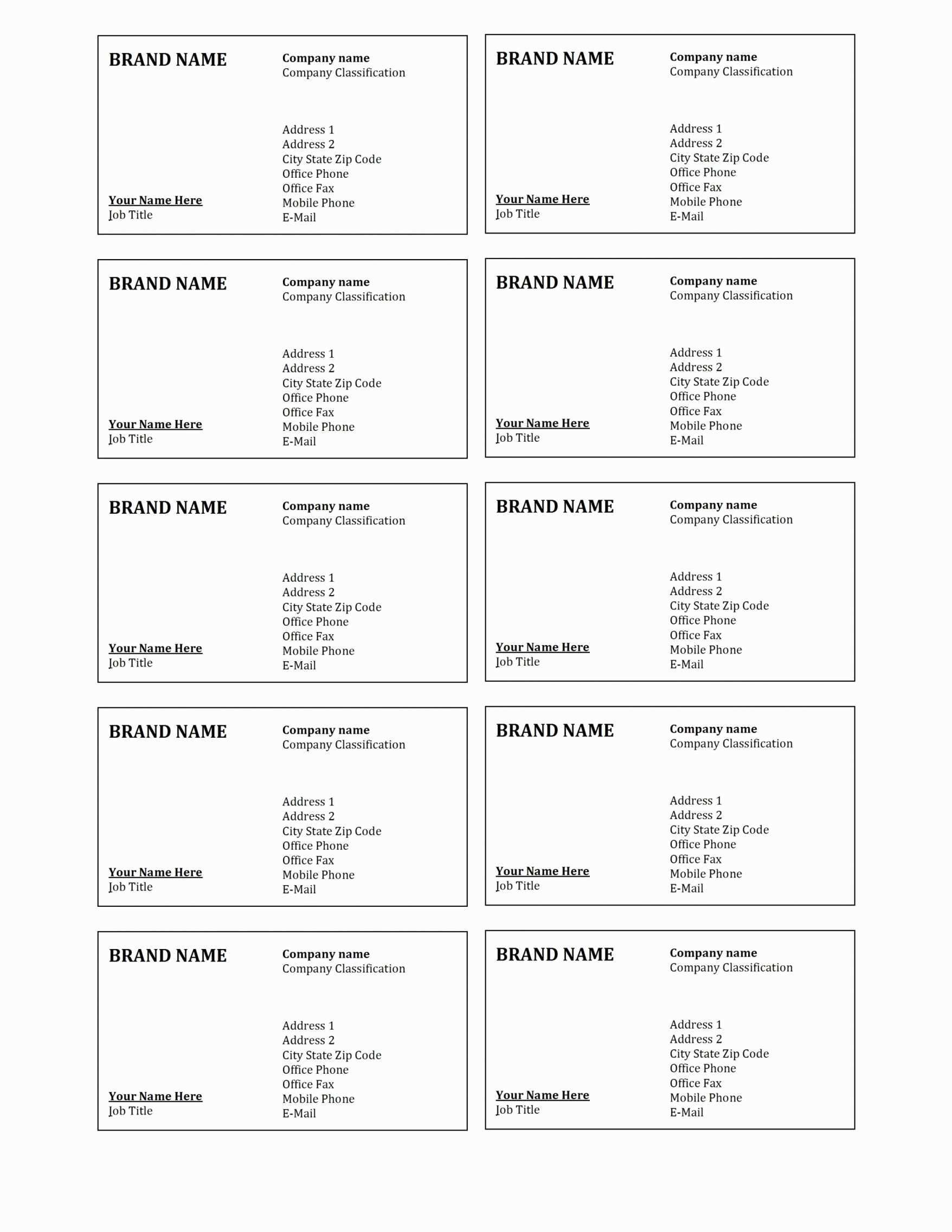45 Format Name Card Template Free Download Word for Ms Word by Name Card Template Free Download Word