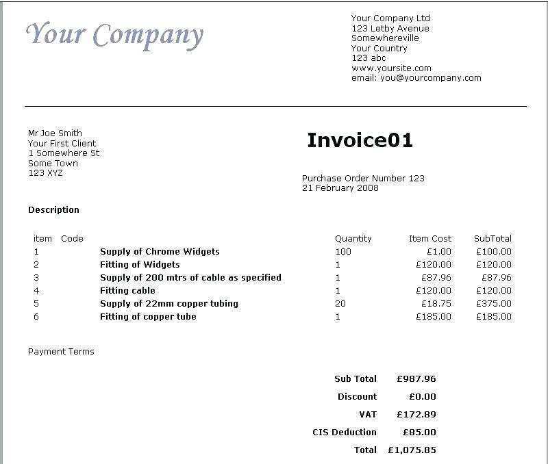 45 How To Create Cis Vat Invoice Template for Ms Word with Cis Vat Invoice Template