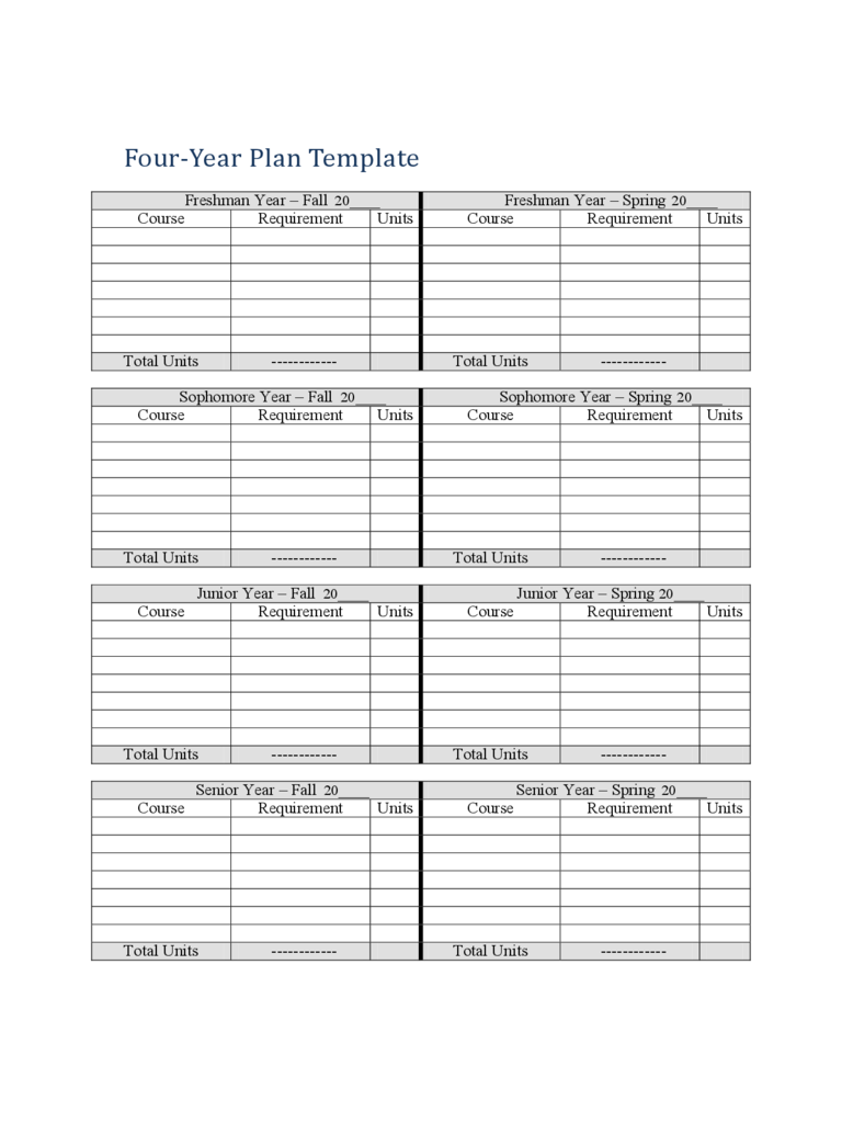 45 How To Create Four Year Class Schedule Template Formating by Four Year Class Schedule Template