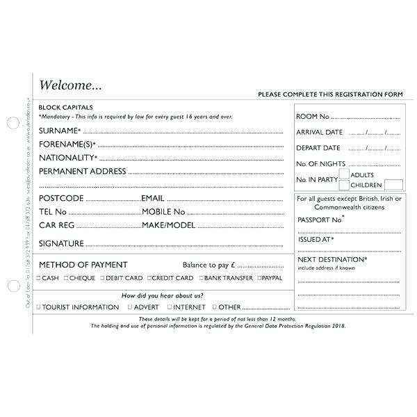 Hotel Registration Card Template Free from legaldbol.com