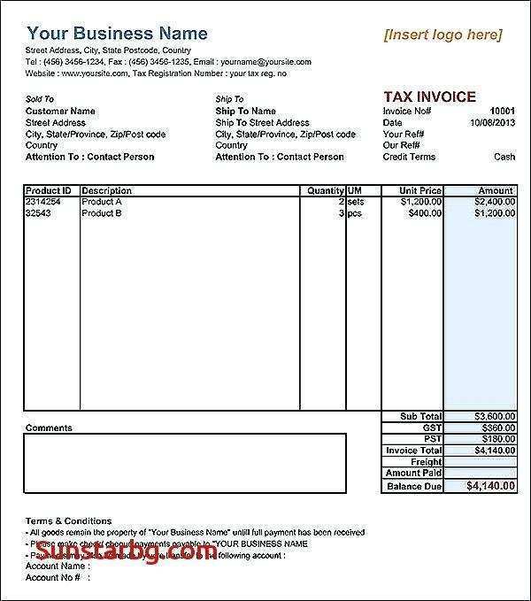 tax invoice example australia cards design templates