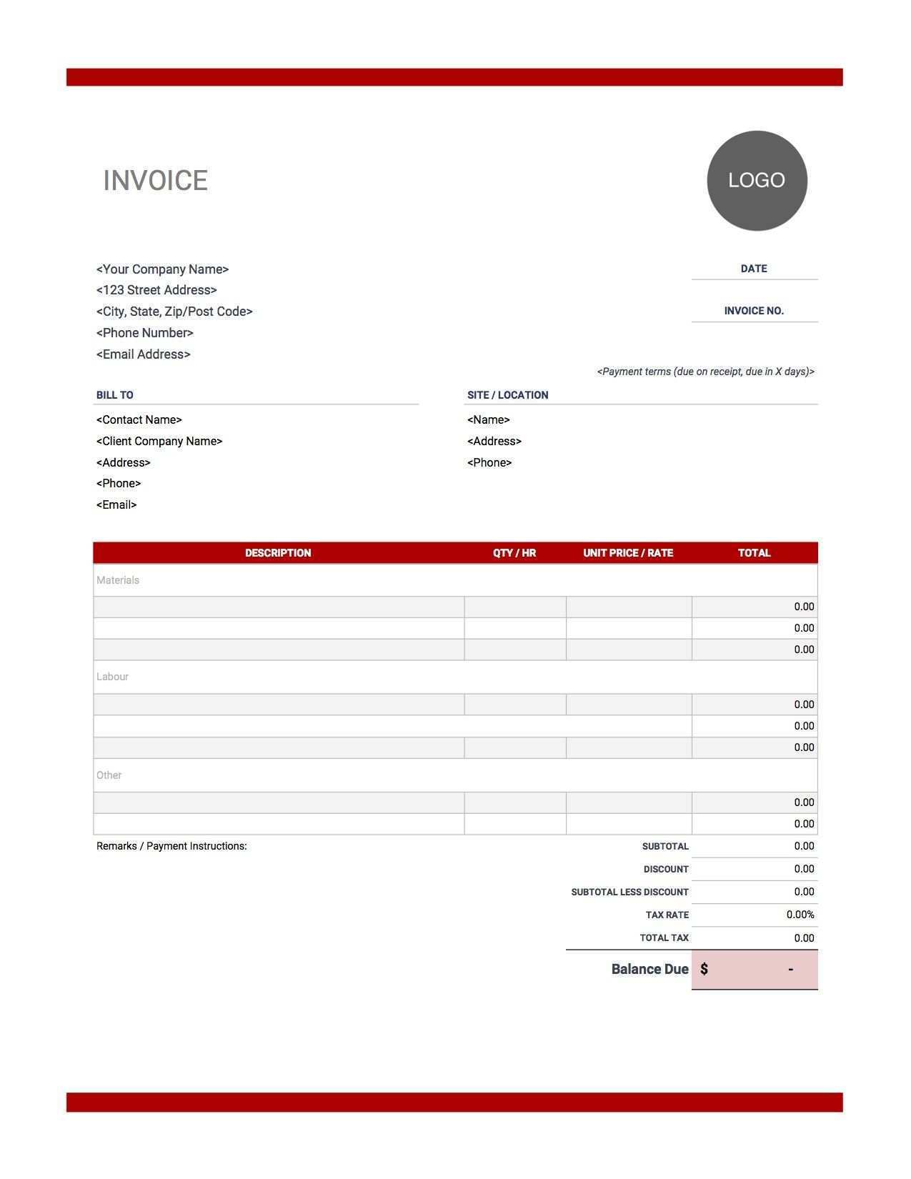 45 Report Invoice Template For A Contractor For Free with Invoice Template For A Contractor