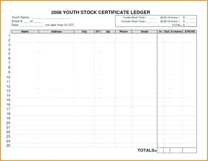 Stock Ledger Template Excel