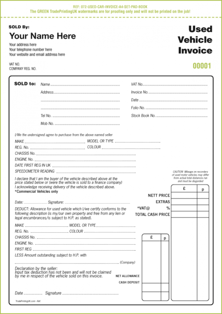 45 Standard Vehicle Invoice Template in Word for Vehicle Invoice Template