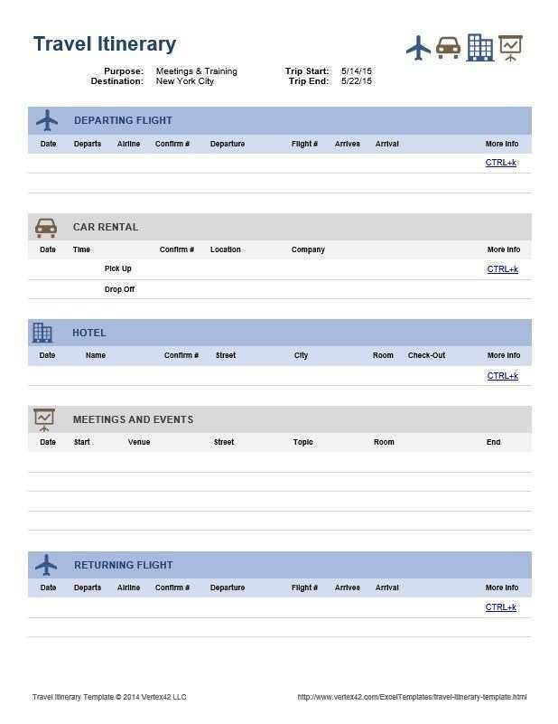 Vacation Itinerary Template Google Docs