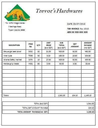 46 Blank Australian Tax Invoice Template No Gst for Ms Word with Australian Tax Invoice Template No Gst