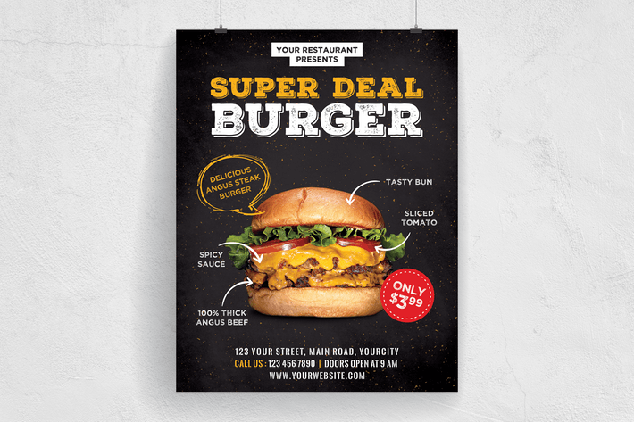 46 Creating Burger Promotion Flyer Template Layouts by Burger Promotion Flyer Template