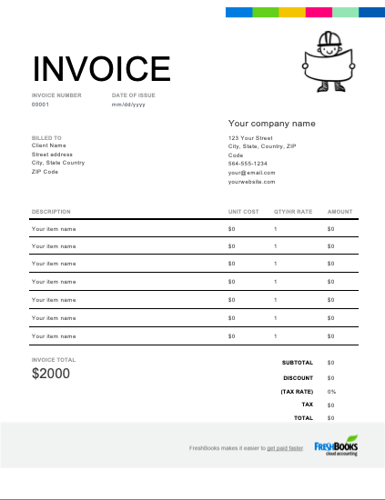 46 Format Blank Construction Invoice Template in Word by Blank Construction Invoice Template