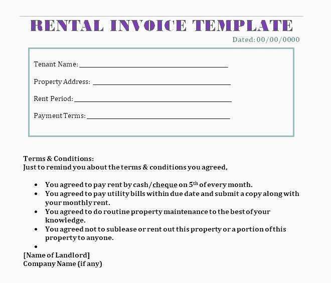 46 Free Printable Blank Rent Invoice Template Maker For Blank Rent Invoice Template Cards Design Templates